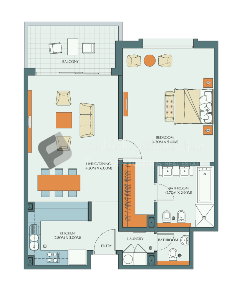 floor plan almeria south 1bhk
